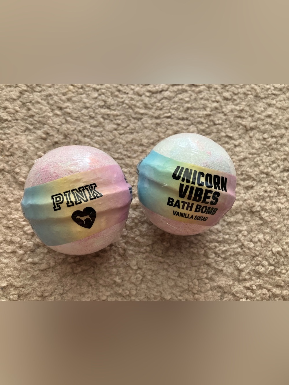 PINK Victoria's Secret Pastel Rainbow Unicorn Vibes Bath Bombs